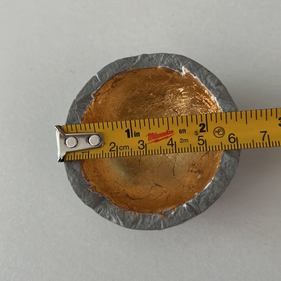 Creative Co-Op DA5827-1 Grey Cement Bowl with Gold Leaf Interior - Picture 7 of 10